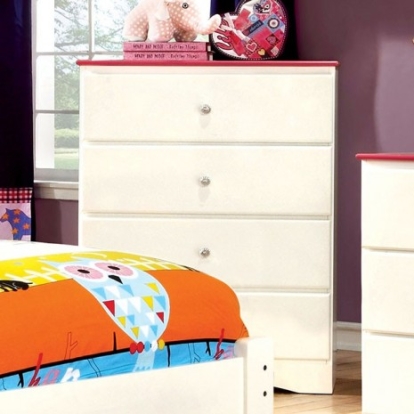Furniture Of America Kimmel Transitional Solid Wood, Wood Veneer, Others White/Pink Chest | CM7626PK-C