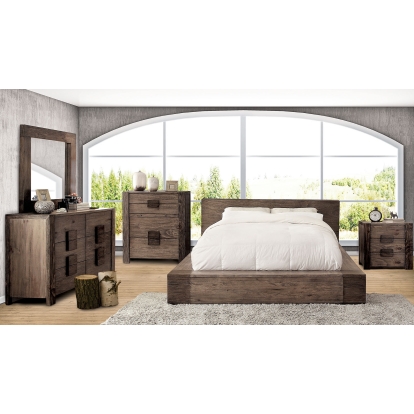 Janeiro Rustic Natural Tone 5 Piece Queen Bedroom Set with Chest Model CM7628Q-5PC-CHEST by Furniture of America