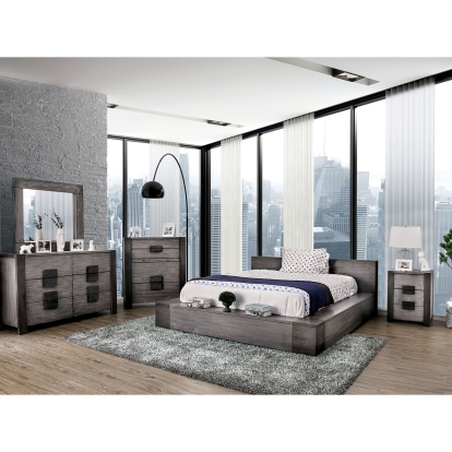 Janeiro Gray 5 Piece Queen Bedroom Set with Chest Model CM7628GY-Q-5PC-CHEST by Furniture of America