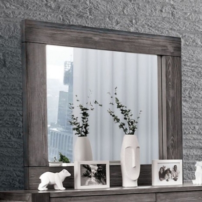 Furniture of America Janeiro Rustic Solid with Wood Veneer Gray Mirror Model CM7628GY-M