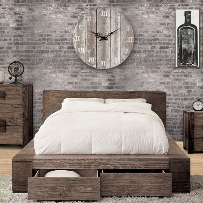 Furniture of America Janeiro Rustic Solid with Wood Veneer Natural Tone Bed Model CM7629