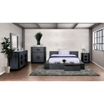 Janeiro Gray 5 Piece Queen Bedroom Set with Chest Model CM7629GY-Q-5PC-CHEST by Furniture of America
