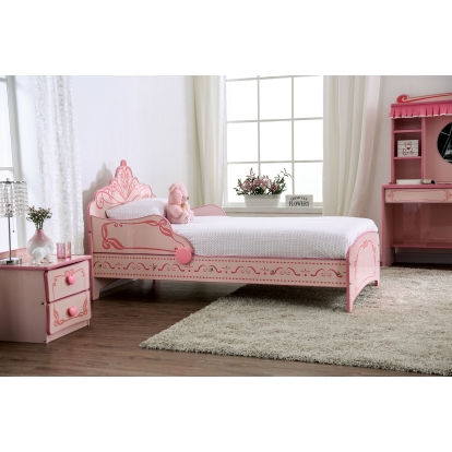Princess Crown Single Bed Pink Twin Bed Model CM7632-BED by Furniture of America