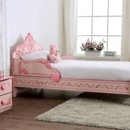 Furniture of America Julianna Novelty Mdf Particle Board Pink Twin Bed Model CM7632-BED