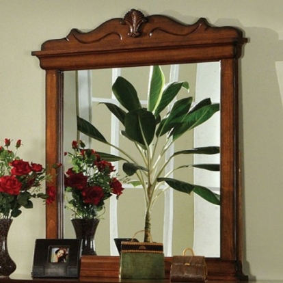 Furniture of America Venice Transitional Mirror Solid with Wood Dark Oak Mirror Model CM7650DK-M