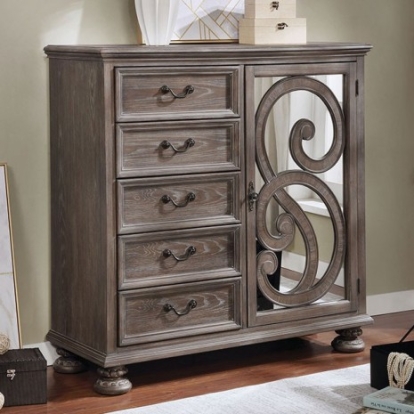 Furniture of America Lysandra Transitional Solid with Wood Veneer Rustic Natural Armoire Model CM7661AR
