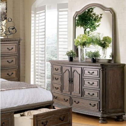 Furniture of America Persephone Traditional Solid with Wood Veneer Rustic Natural Dresser Model CM7661D