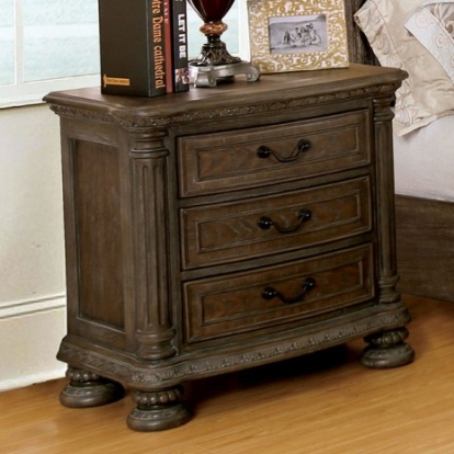 Furniture of America Persephone Traditional Solid with Wood Veneer Rustic Natural Night Stand Model CM7661N
