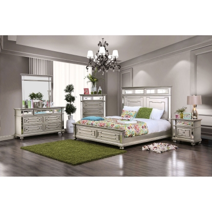 Salamanca Silver 5 Piece Queen Bedroom Set with Chest Model CM7673Q-5PC-CHEST by Furniture of America