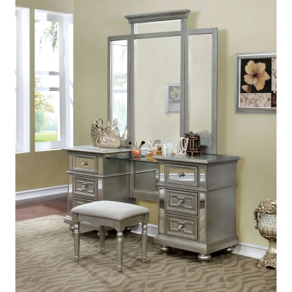Salamanca Silver Vanity with Stool Model CM7673V-SET by Furniture of America