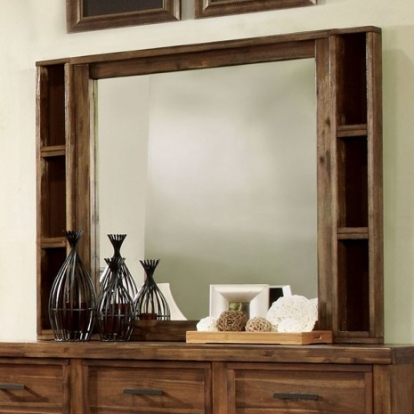 Furniture of America Baddock Transitional Mirror Solid with Wood Antique Oak Mirror Model CM7691M