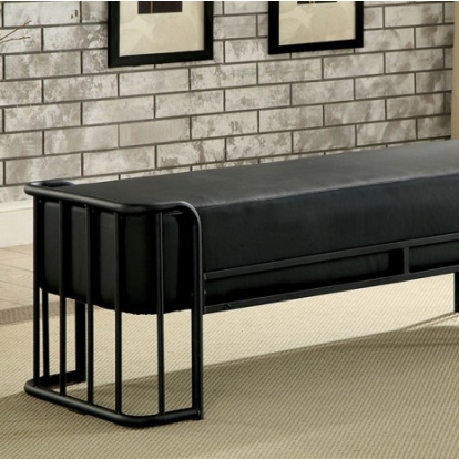 Furniture Of America Charla Industrial Metal, Others Black Bench | CM7716BN-PK