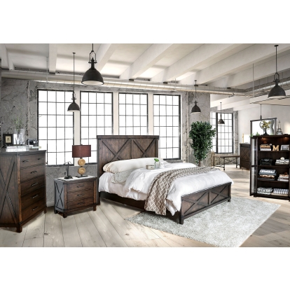 Bianca Dark Walnut 4 Piece Queen Bedroom Set Model CM7734Q-4PC by Furniture of America