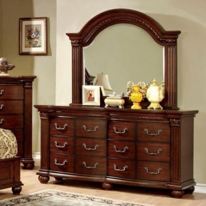 Furniture of America Grandom Traditional Solid with Wood Veneer Cherry Dresser Model CM7736D