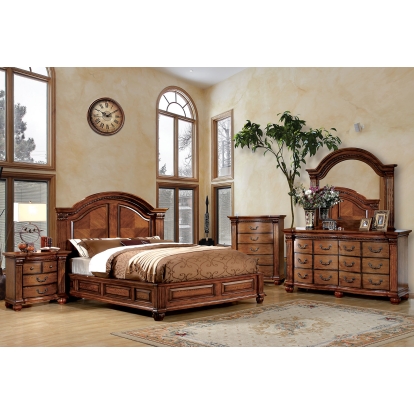 Bellagrand Antique Tobacco Oak 4 Piece Queen Bedroom Set Model CM7738Q-4PC by Furniture of America