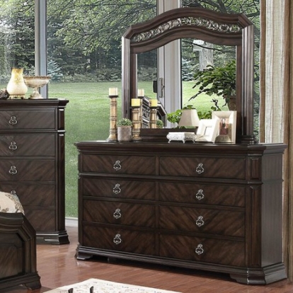 Furniture of America Calliope Traditional Solid with Wood Veneer Espresso Dresser Model CM7751D