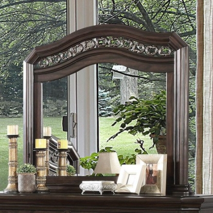 Furniture of America Calliope Traditional Solid with Wood Veneer Espresso Mirror Model CM7751M