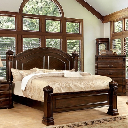 Furniture of America Burleigh Transitional Solid with Wood Veneer Cherry Bed Model CM7791