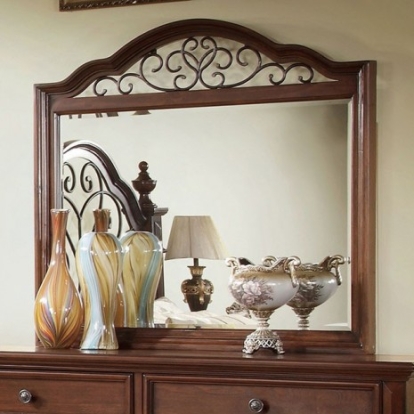 Furniture of America Landaluce Traditional Mirror Solid with Wood Veneer Antique Dark Oak Mirror Model CM7811M
