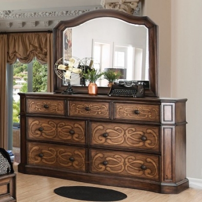 Furniture of America Emmaline Transitional Solid with Wood Veneer Warm Chestnut Dresser Model CM7831D