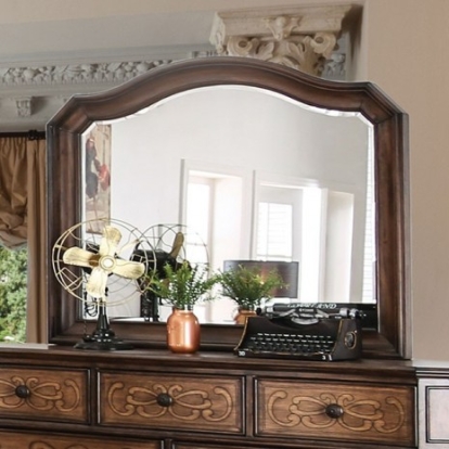 Furniture of America Emmaline Transitional Mirror Solid with Wood Chestnut Brown Mirror Model CM7831M