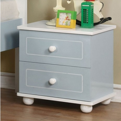 Furniture Of America Deana Contemporary Solid Wood, Wood Veneer, Others Blue/White Night Stand | CM7851N