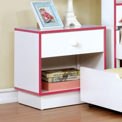 Furniture Of America Bobbi Contemporary Solid Wood, Wood Veneer, Others Pink/White Night Stand | CM7852PK-N