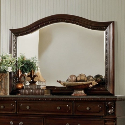 Furniture of America Fort Worth Traditional Mirror Solid with Wood Veneer Dark Cherry Mirror Model CM7858M