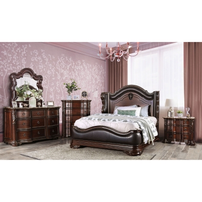 Arcturus Brown Cherry 4 Piece Queen Bedroom Set Model CM7859Q-4PC by Furniture of America