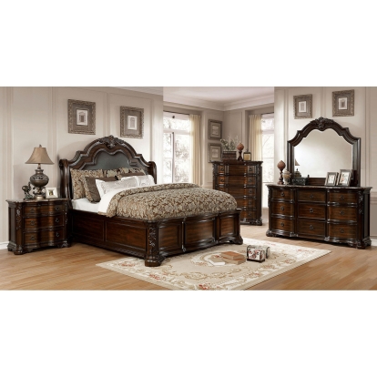 Niketas Brown Cherry/Espresso 4 Piece Queen Bedroom Set Model CM7860Q-4PC by Furniture of America