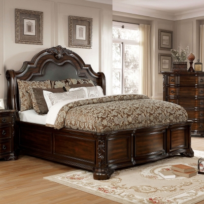 Niketas Brown Cherry/Espresso Queen Bed Model CM7860Q-BED by Furniture of America