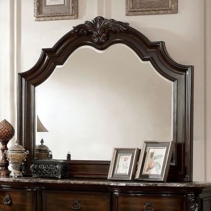 Furniture of America Niketas Traditional Solid with Wood Veneer Brown Cherry Mirror Model CM7860M