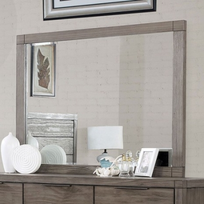 Furniture of America Asterope Rustic Mirror Solid with Wood Veneer Gray Mirror Model CM7861M