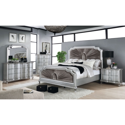 Aalok Silver/Warm Gray 4 Piece Queen Bedroom Set Model CM7864Q-4PC by Furniture of America
