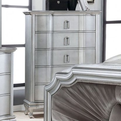 Furniture Of America Aalok Glam Solid Wood, Wood Veneer, Others Silver Chest | CM7864C