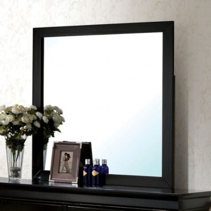 Furniture of America Louis Philippe Transitional Solid with Wood Veneer Black Mirror Model CM7866BK-M
