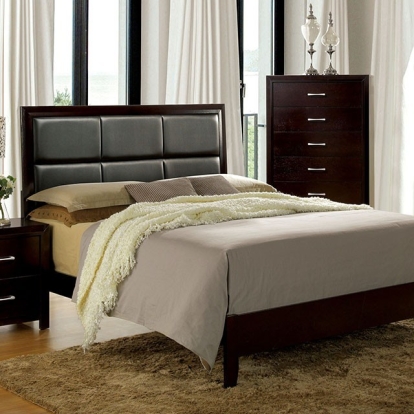 Furniture of America Janine Contemporary Leatherette Replicated with Wood Espresso Bed Model CM7868