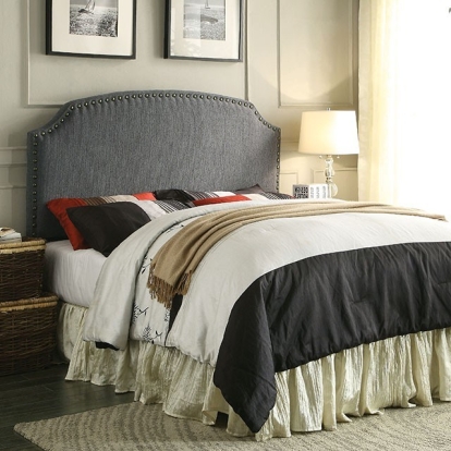 Furniture of America Hasselt Transitional Linen-Like Solid with Wood Gray Headboard Model CM7880GY-HB-King Headboard