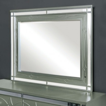 Furniture of America Manar Transitional Mirror Polyresin Solid with Wood Veneer Silver Mirror Model CM7891M