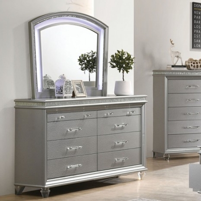 Furniture of America Maddie Contemporary Solid with Wood Silver Dresser Model CM7899SV-D