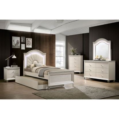 Allie Pearl White 4 Piece Full Bedroom Set Model CM7901F-4PC by Furniture of America