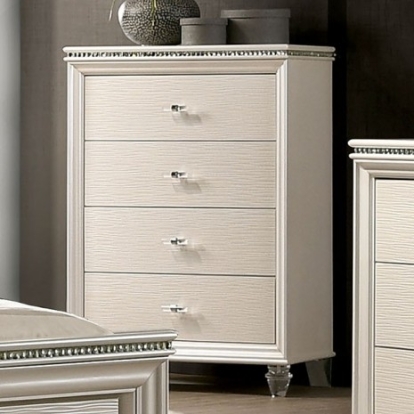 Furniture of America Allie Contemporary Acrylic Solid with Wood Pearl White Chest Model CM7901C
