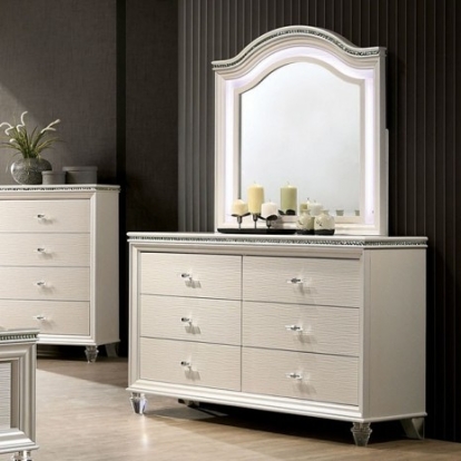 Furniture Of America Allie Contemporary Acrylic, Solid Wood, Others Pearl White Dresser | CM7901D
