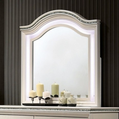 Furniture of America Allie Contemporary Acrylic Solid with Wood Pearl White Mirror Model CM7901M
