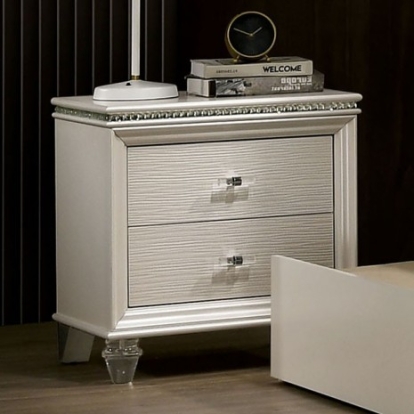 Furniture of America Allie Contemporary Acrylic Solid with Wood Pearl White Night Stand Model CM7901N