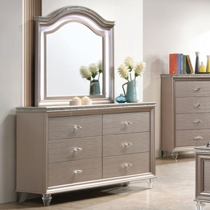 Furniture Of America Allie Contemporary Acrylic, Solid Wood, Others Rose Gold Dresser | CM7901RG-D