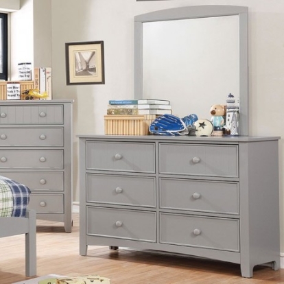 Furniture Of America Caren Transitional Solid Wood, Wood Veneer, Others Gray Dresser | CM7905GY-D