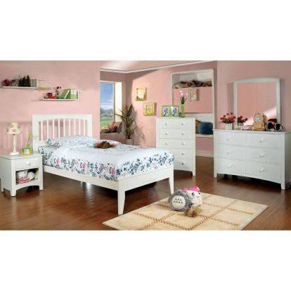 Pine Brook White 4 Piece Full Bedroom Set Model CM7908WH-F-7905-4PC by Furniture of America