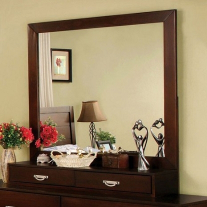 Furniture of America Crystal Lake Transitional Solid with Wood Veneer Brown Cherry Mirror Model CM7910M