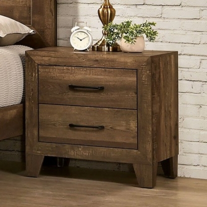 Furniture of America Wentworth Rustic Faux with Wood Veneer Light Walnut Night Stand Model CM7912N